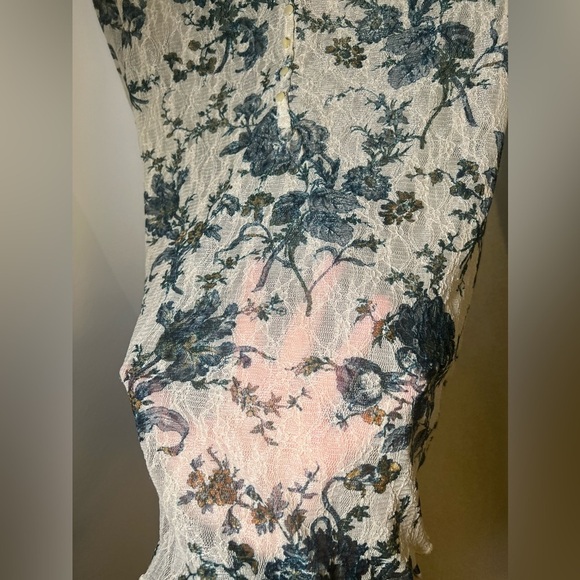 Denim & Supply Ralph Lauren Cream and Blue Long Sleeve Fitted Blouse - Picture 5 of 5